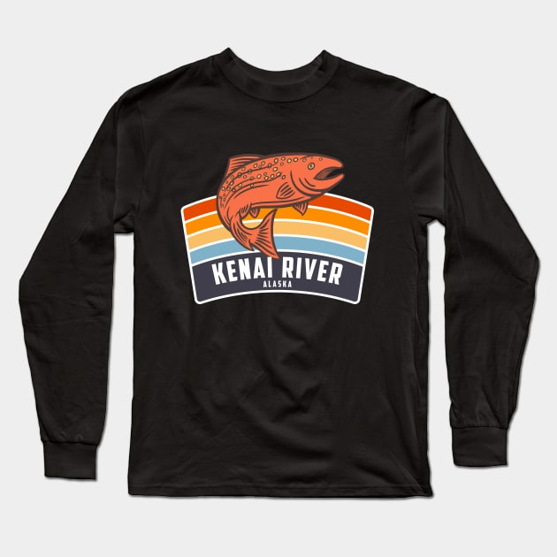 Kenai River Alaska Salmon Fishing Graphic Long Sleeve T-Shirt by Eureka Shirts